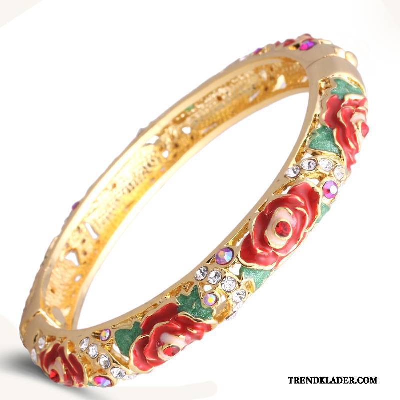 Armband Dam Accessoar Etnisk Blommor Kristall Födelsedagspresent Rose Guld Blå Vit