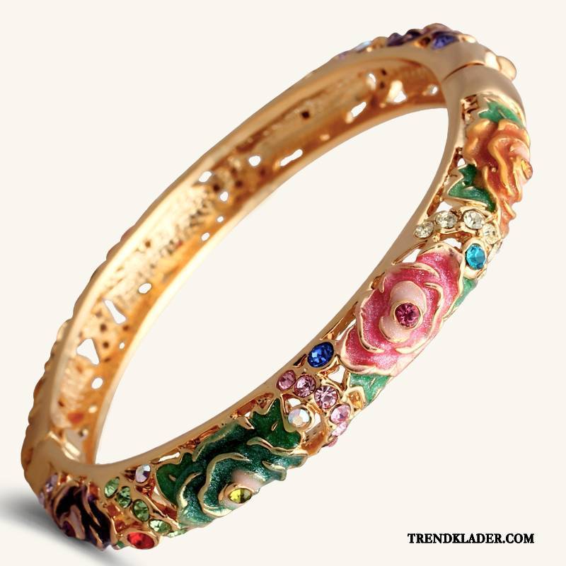 Armband Dam Accessoar Etnisk Blommor Kristall Födelsedagspresent Rose Guld Blå Vit