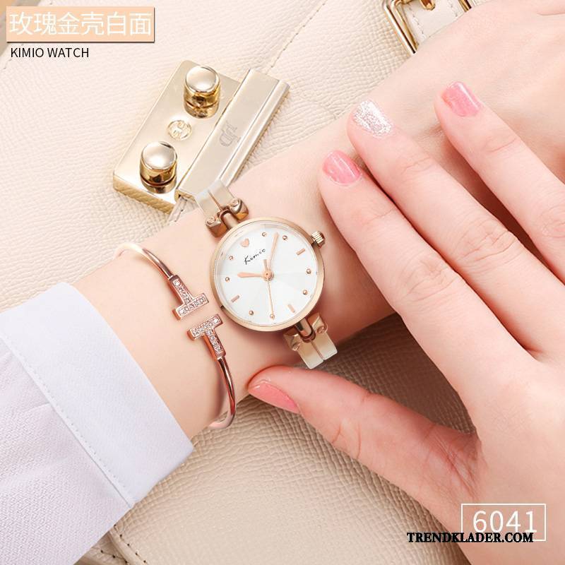 Armbandsur Dam 2018 Rose Mode Ny Trend Enkel Guld Beige