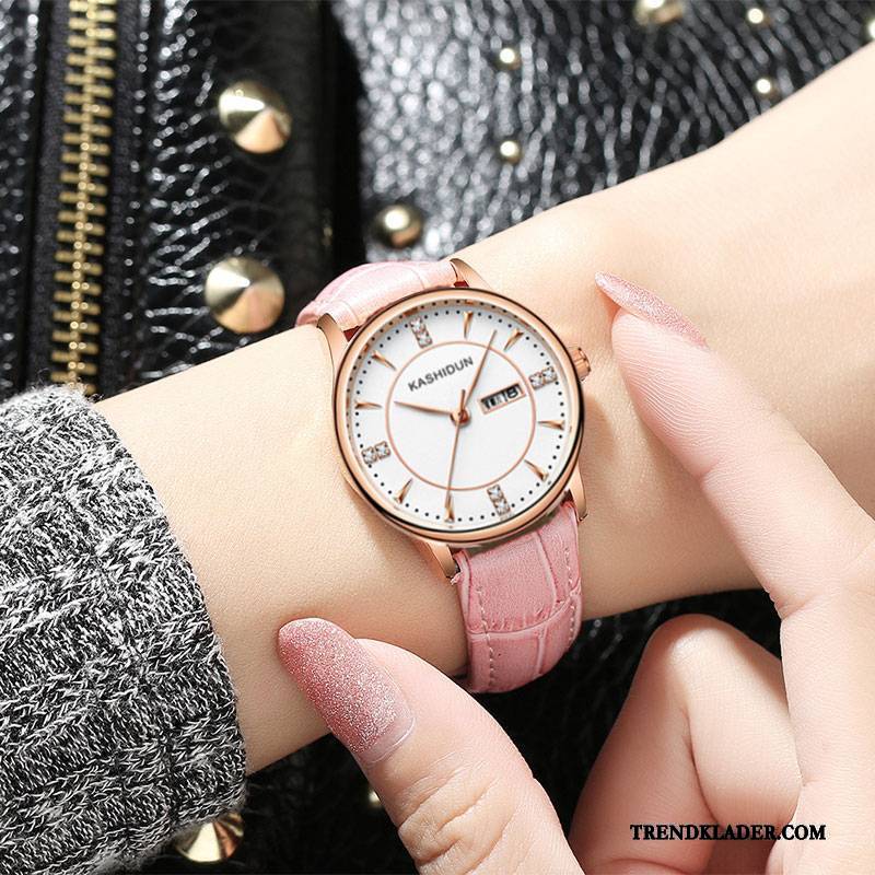 Armbandsur Dam Dubbel Kalender Casual Kvartsur Rose Trend Vattentät Guld Röd Vit