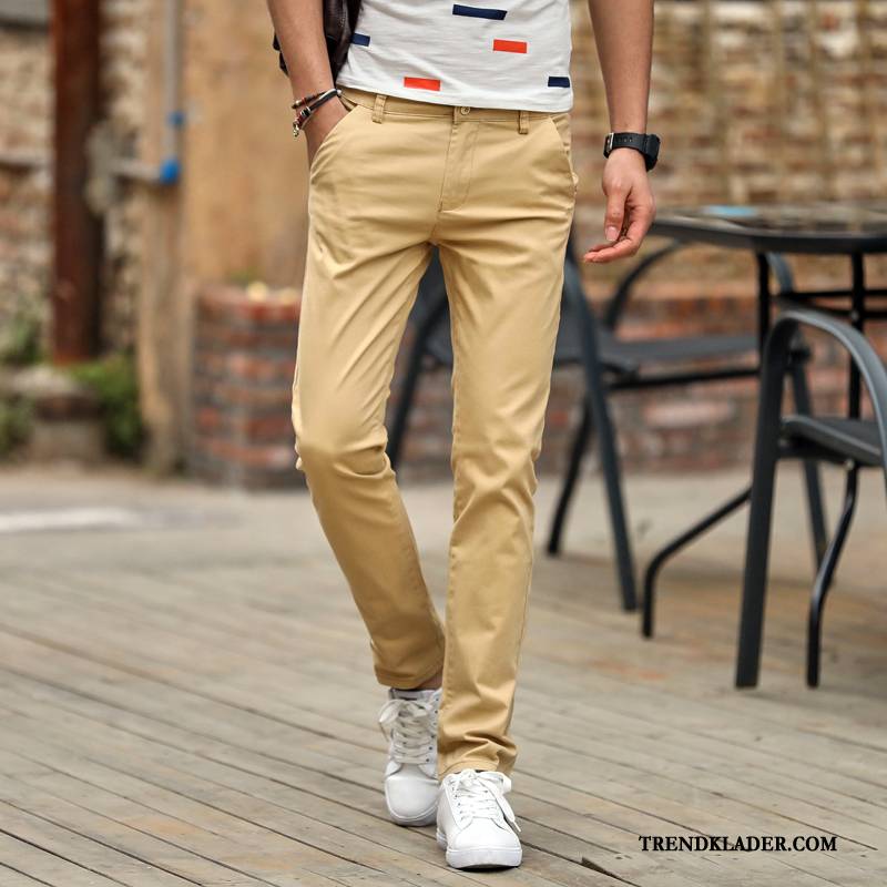 Byxor Herr Ny 2018 Vår Stretch Trend Slim Fit Khaki