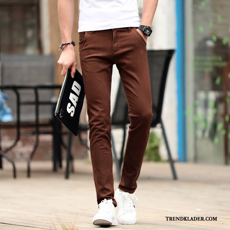 Byxor Herr Ny 2018 Vår Stretch Trend Slim Fit Khaki