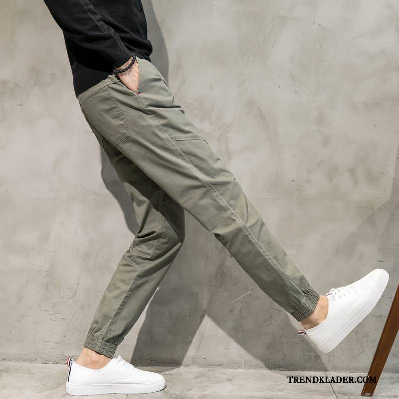 Byxor Herr Slim Fit Sommar Stretch Casual Byxor Cargo Svettbyxor Grå