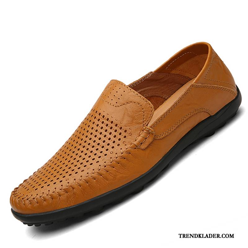 Finskor Herr Vår Casual Äkta Läder Slip On Mjuka British Brun