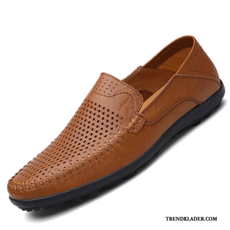 Finskor Herr Vår Casual Äkta Läder Slip On Mjuka British Brun