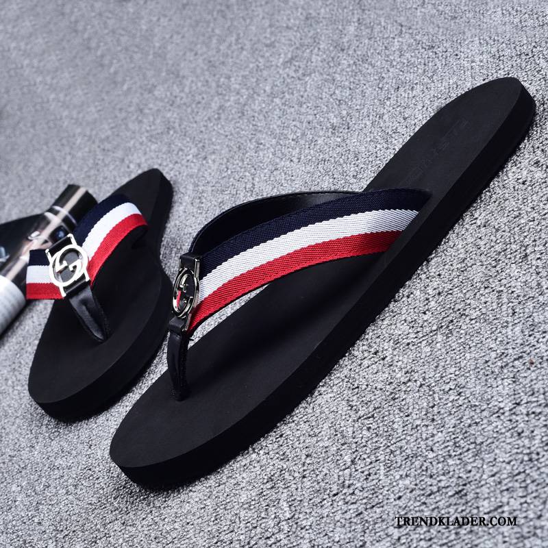 Flip Flop Herr 2018 Flip Flops Personlighet Stranden Trend Tofflor Röd Vit