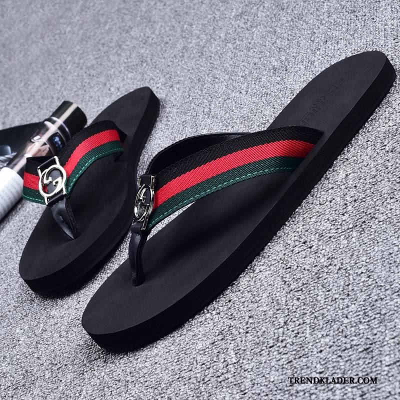 Flip Flop Herr 2018 Flip Flops Personlighet Stranden Trend Tofflor Röd Vit