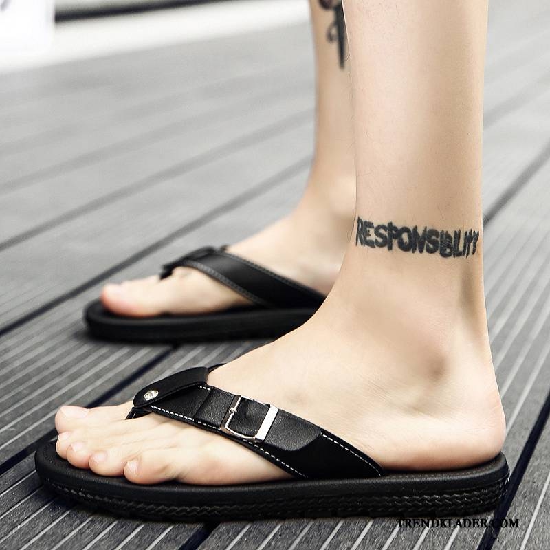 Flip Flop Herr Casual Tofflor Flip Flops Stranden Personlighet Ytterkläder Vit