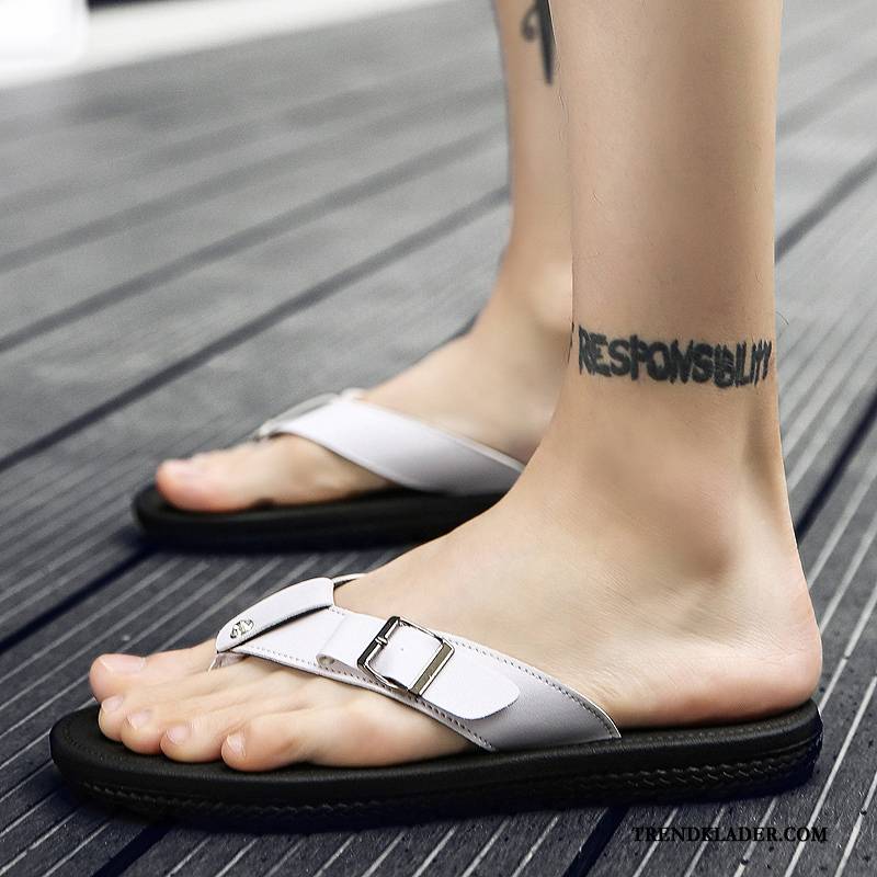 Flip Flop Herr Casual Tofflor Flip Flops Stranden Personlighet Ytterkläder Vit