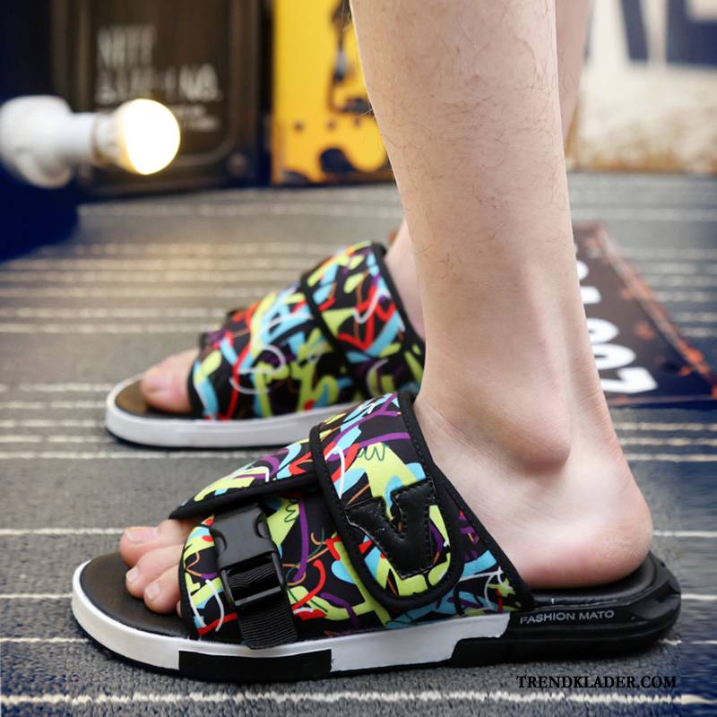 Flip Flop Herr Glidskydds Mode Skor Trend Casual Utomhus Svart