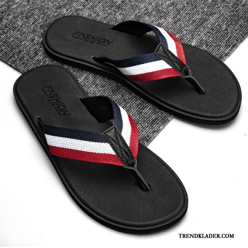 Flip Flop Herr Skor Läder 2018 Trend Sommar Sandaler Grön Röd