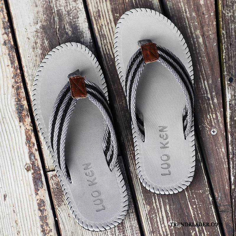 Flip Flop Herr Sommar Flip Flops Glidskydds Skor Inom Tofflor Grå Svart