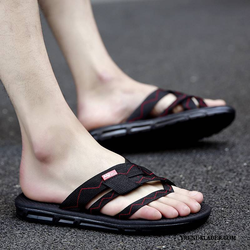 Flip Flop Herr Tofflor Glidskydds Flip Flops Utomhus Sommar Personlighet Svart