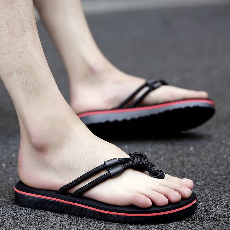 Flip Flop Herr Tofflor Glidskydds Flip Flops Utomhus Sommar Personlighet Svart