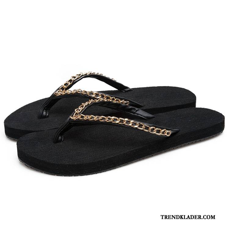 Flip Flops Dam Kvinna 2018 Tofflor Kedja Resor Platta Till Beige Vit