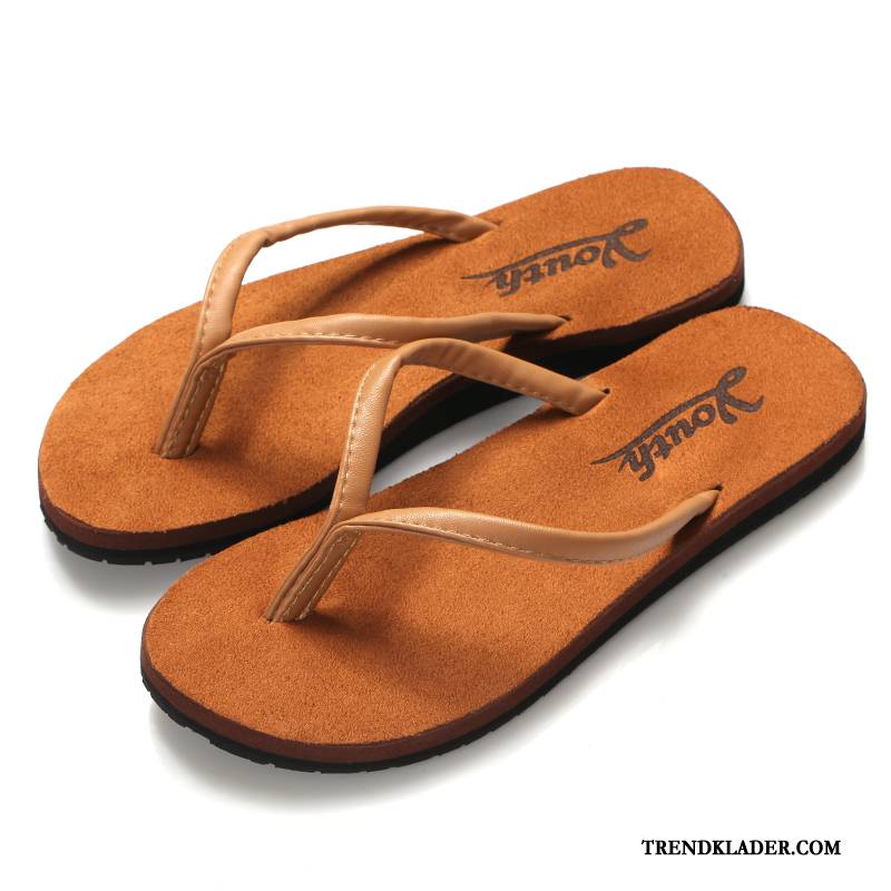 Flip Flops Dam Stranden Herr Sommar Mode Platta Par Beige