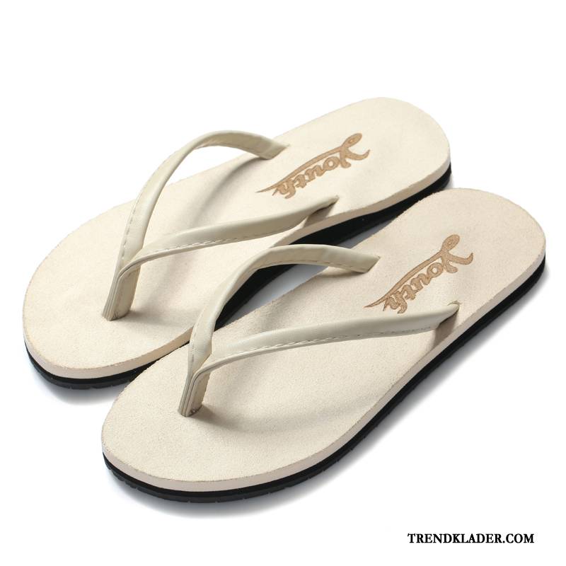 Flip Flops Dam Stranden Herr Sommar Mode Platta Par Beige