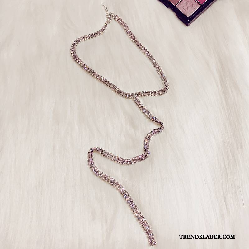 Halsband Dam Kedja Personlighet Trend Mode Tillbehör Strass Guld Silver