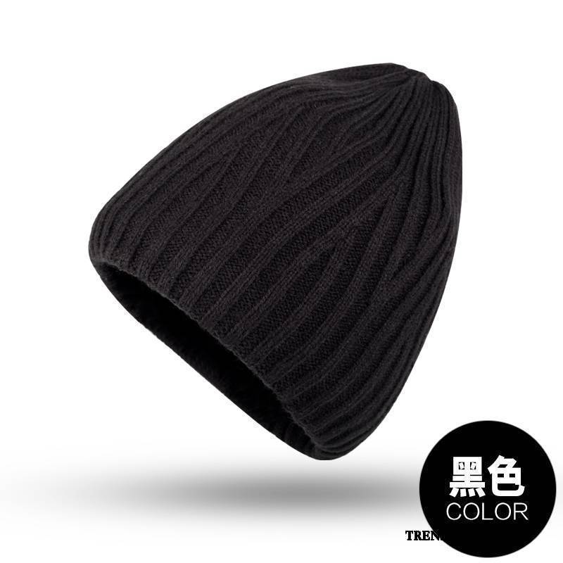 Hatt Herr Trend Pullover Vinter Stickad Hatt Ungdom Dam Svart