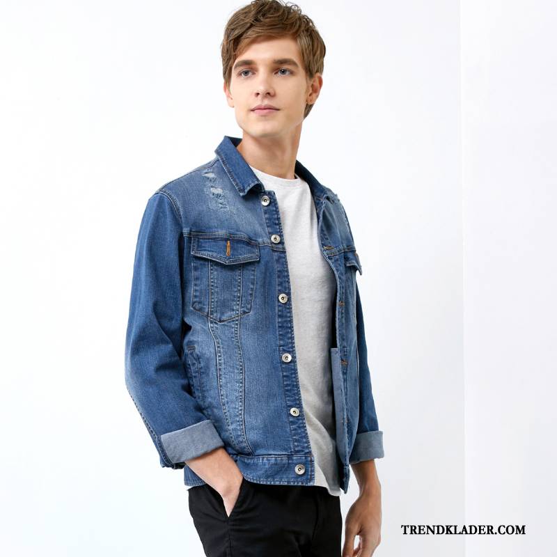 Jacka Herr Casual Mode Ny Trend Denim Kort Blå