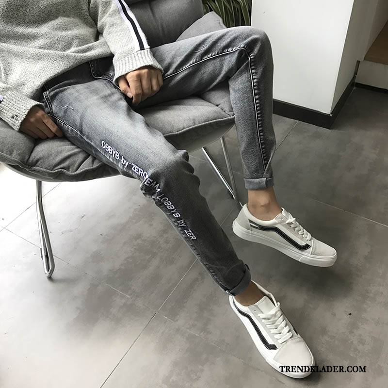 Jeans Herr 2018 Trend Cigarettbyxor Höst Vår Casual Svart