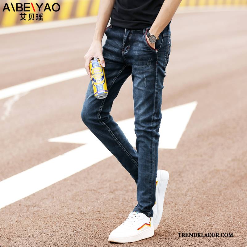 Jeans Herr Adolescens 2018 Student Gymnasiet Slim Fit Trend Svart