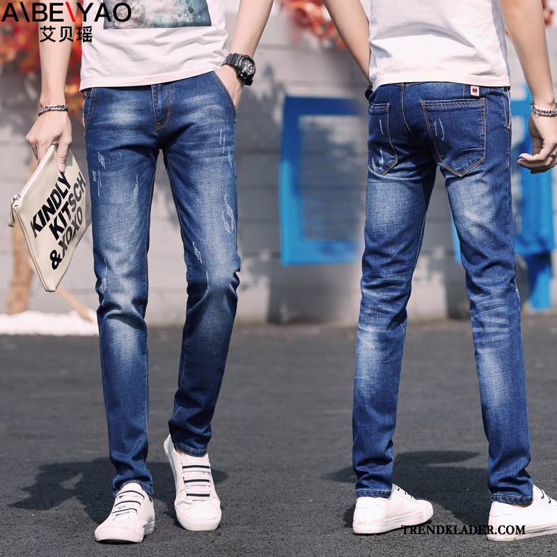 Jeans Herr Adolescens 2018 Student Gymnasiet Slim Fit Trend Svart