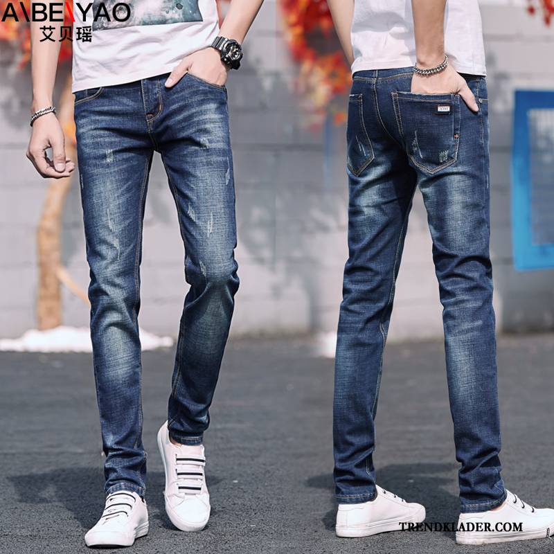 Jeans Herr Adolescens 2018 Student Gymnasiet Slim Fit Trend Svart