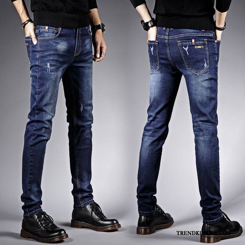 Jeans Herr Adolescens 2018 Student Gymnasiet Slim Fit Trend Svart