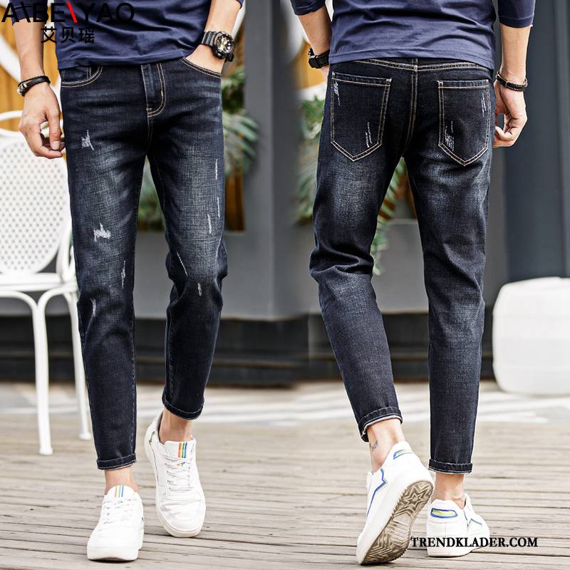 Jeans Herr Adolescens 2018 Student Gymnasiet Slim Fit Trend Svart