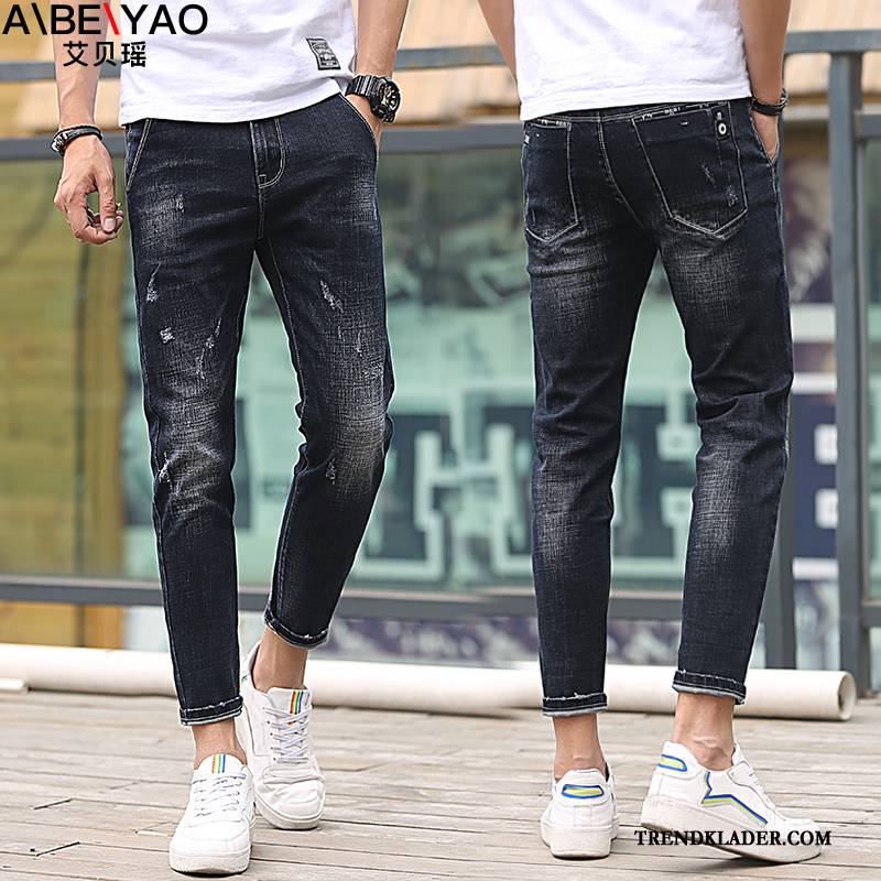 Jeans Herr Adolescens 2018 Student Gymnasiet Slim Fit Trend Svart