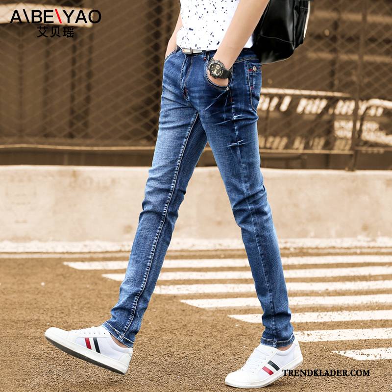 Jeans Herr Adolescens 2018 Student Gymnasiet Slim Fit Trend Svart