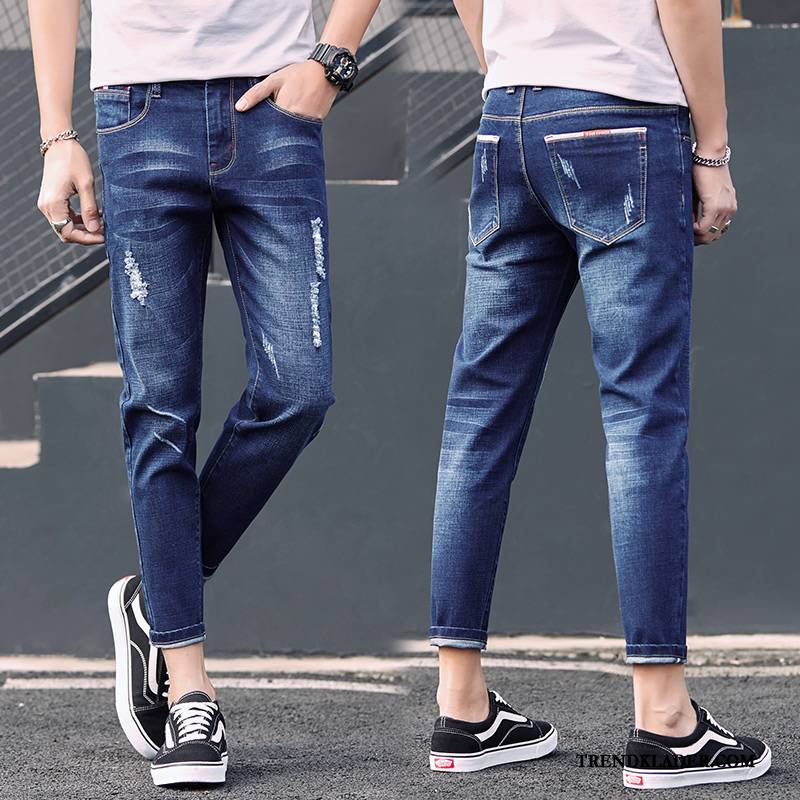 Jeans Herr Adolescens 2018 Student Gymnasiet Slim Fit Trend Svart