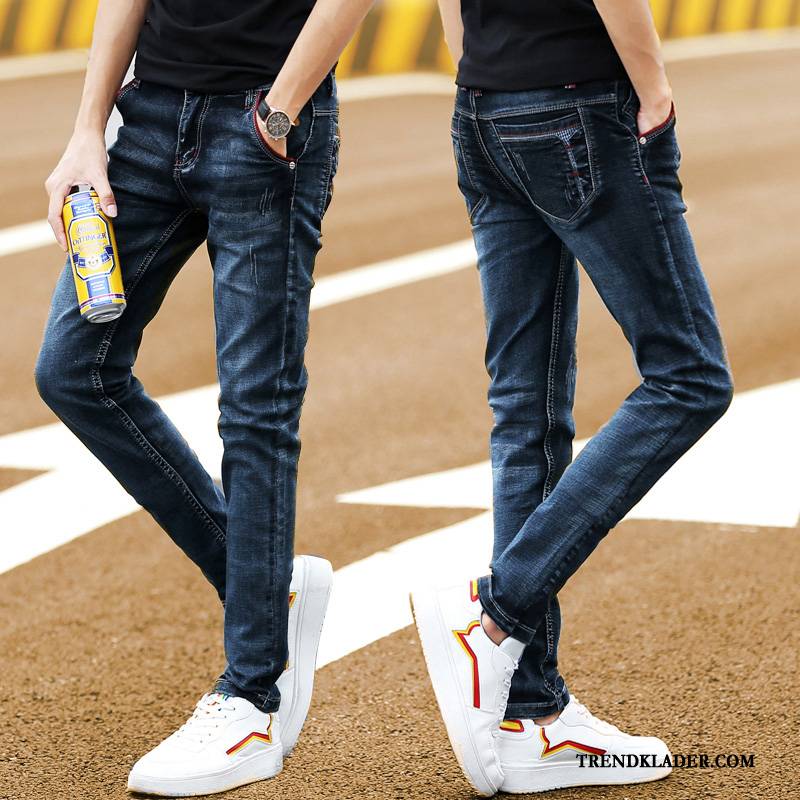 Jeans Herr Adolescens Ungdom Liten Student Trend Slim Fit