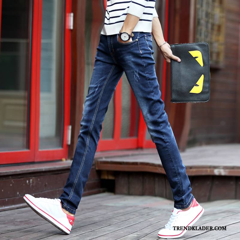 Jeans Herr Adolescens Ungdom Liten Student Trend Slim Fit