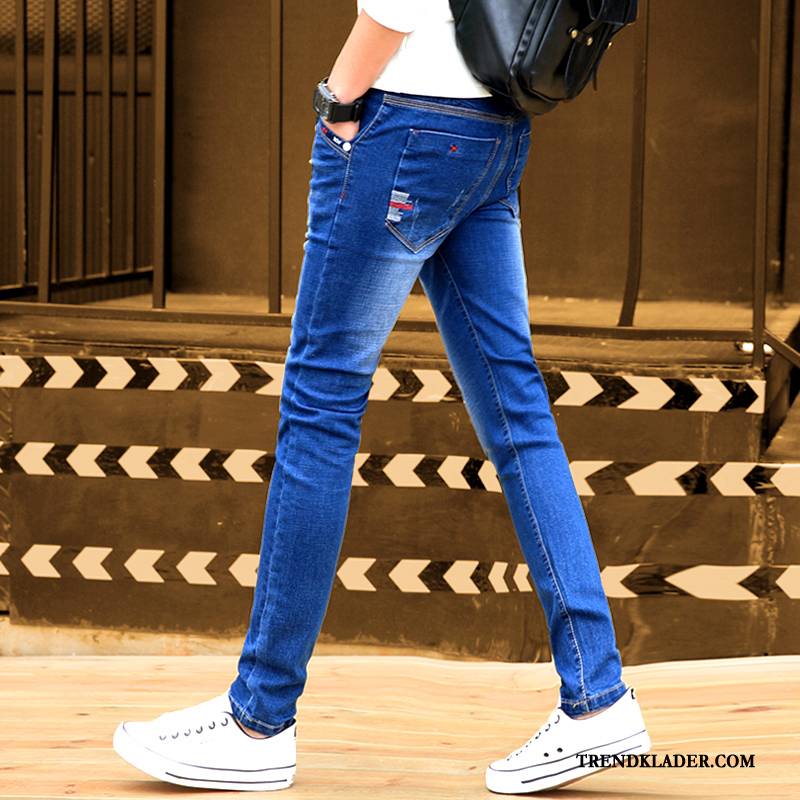 Jeans Herr Adolescens Ungdom Liten Student Trend Slim Fit