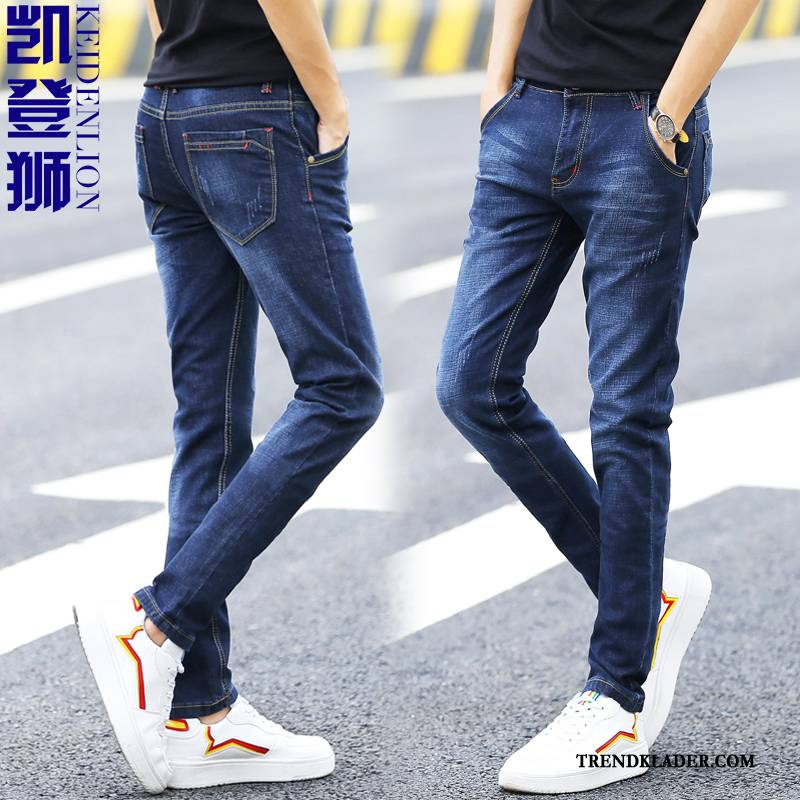 Jeans Herr Adolescens Ungdom Liten Student Trend Slim Fit