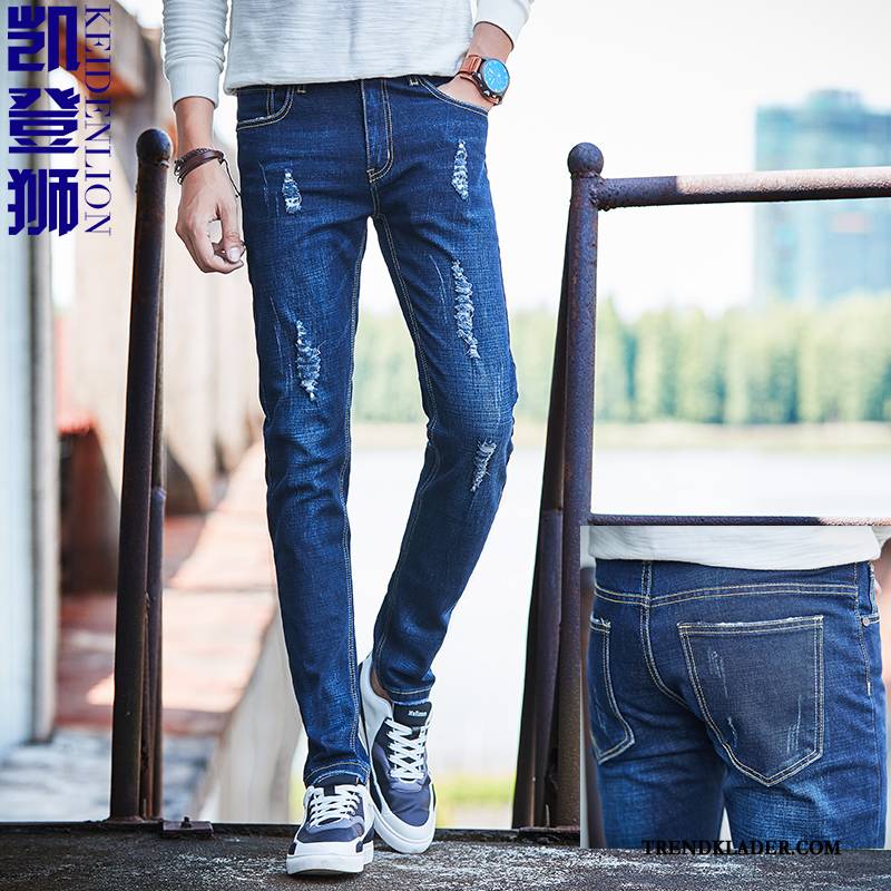 Jeans Herr Adolescens Ungdom Liten Student Trend Slim Fit