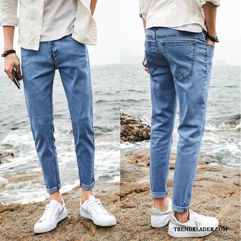 Jeans Herr Byxor Stretch Trend Cigarettbyxor Slim Fit Vår Grå