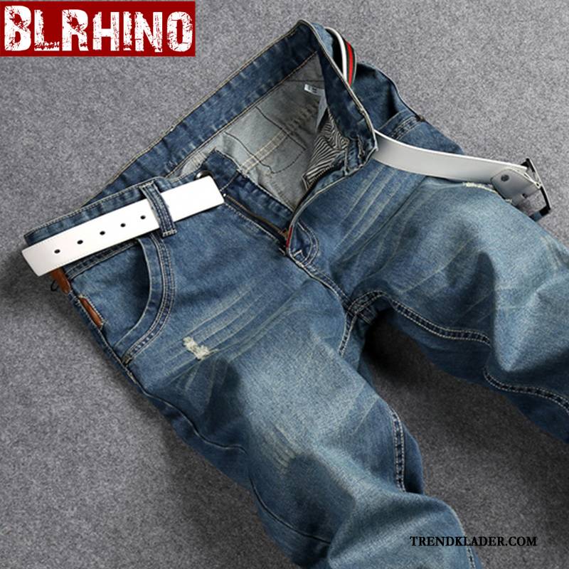 Jeans Herr Byxor Trend Ny Hemlängtan Slim Fit Denim Blå