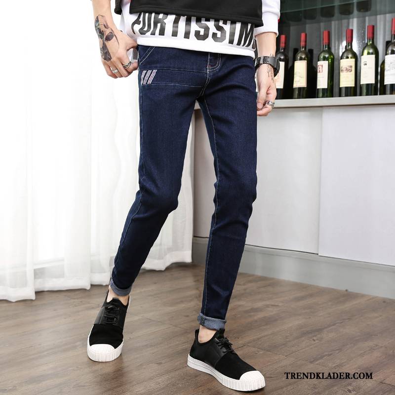 Jeans Herr Kashmir Slim Fit Lång 2018 Vinter Student Svart