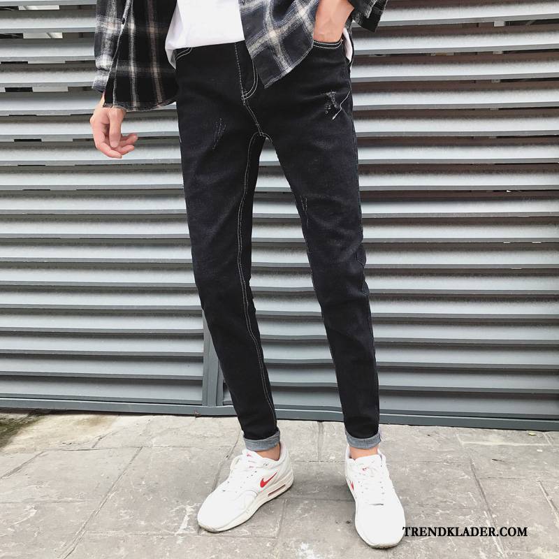 Jeans Herr Kashmir Slim Fit Lång 2018 Vinter Student Svart