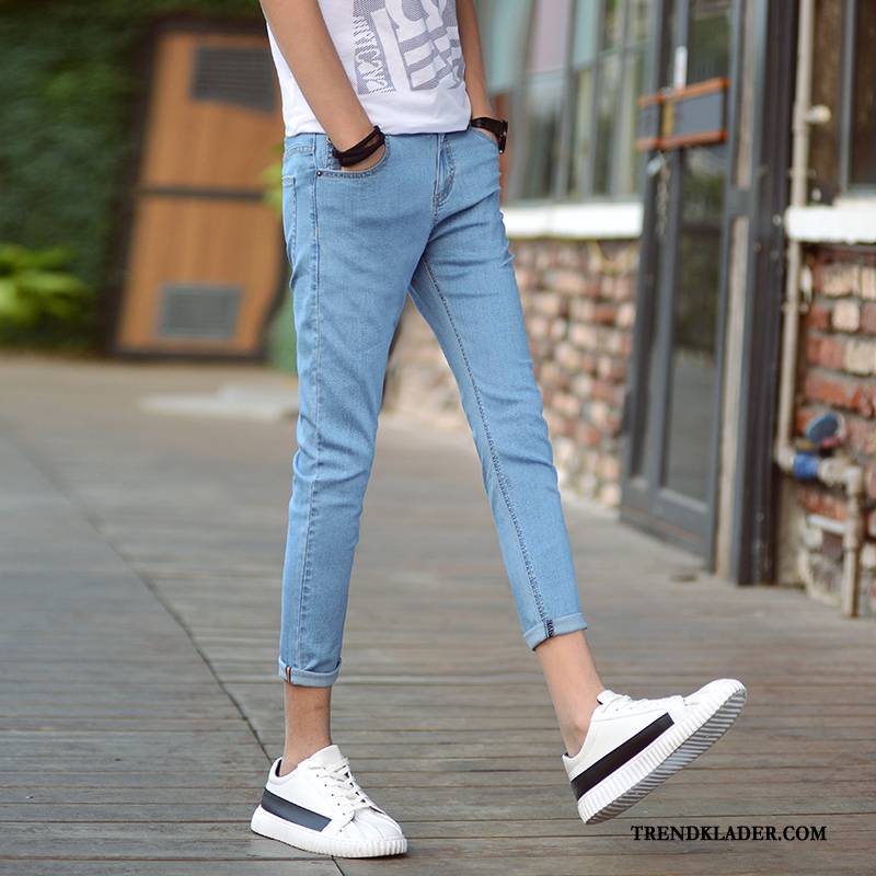 Jeans Herr Liten Slim Fit Sommar Trend Skinny Byxor Svart