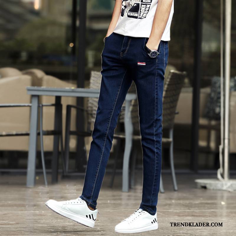 Jeans Herr Ny Liten Trend Stretch Tunn Sommar Svart