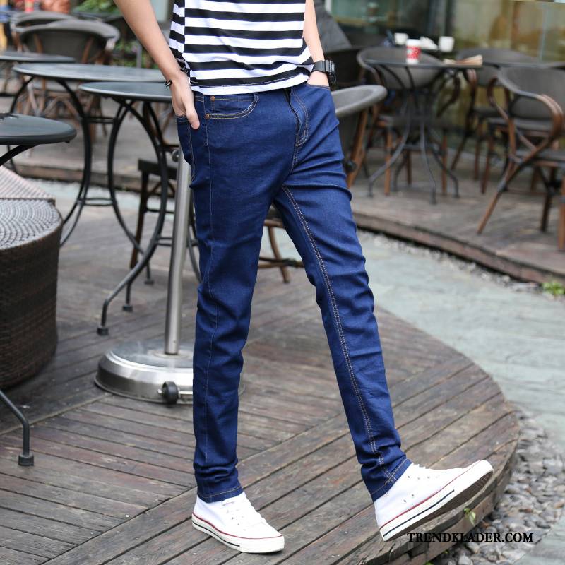 Jeans Herr Slim Fit Casual Trend Byxor Stretch Denim Ljusblå