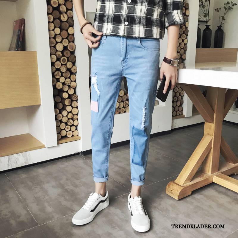 Jeans Herr Sommar 2018 Liten Slim Fit Trend Byxor Grå