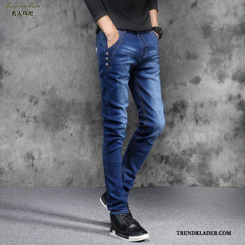 Jeans Herr Sommar Ny Stretch 2018 Skinny Gymnasiet Blå