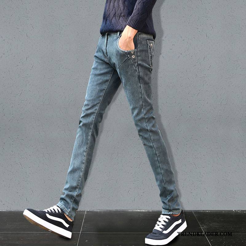 Jeans Herr Sommar Stretch Trend Cigarettbyxor Vår Casual Ljus Blå