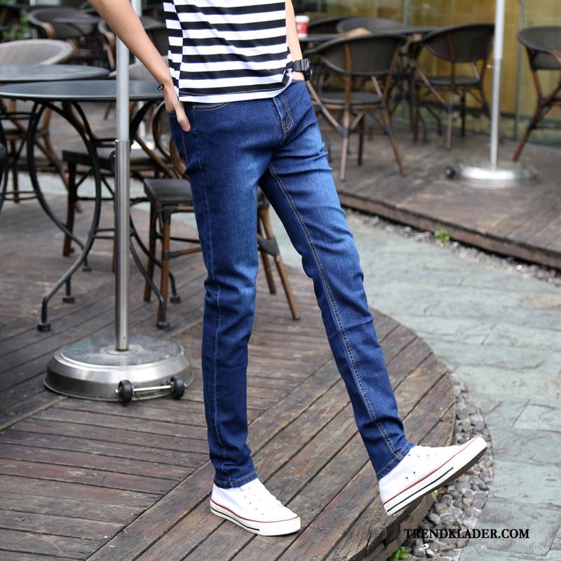 Jeans Herr Stretch Casual Slim Fit Trend Höst Cigarettbyxor Ljusblå