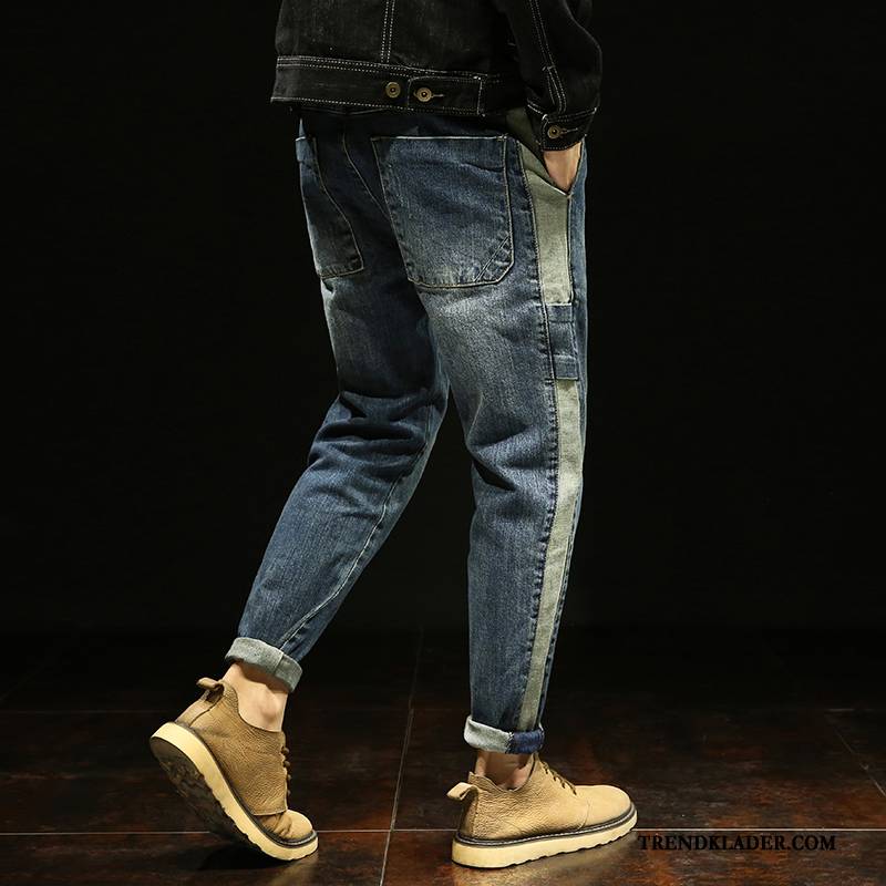 Jeans Herr Stretch Lösa 2018 Hip-hop Trend Varumärke Harlan Mörk Blå